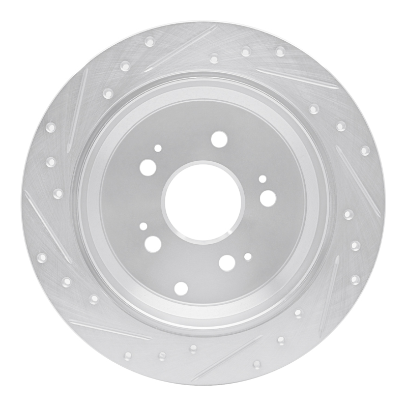 Honda Odyssey Brake Rotor (1) - Rear Right - R1 Concepts - Drilled & Slotted - Silver - `05-`10